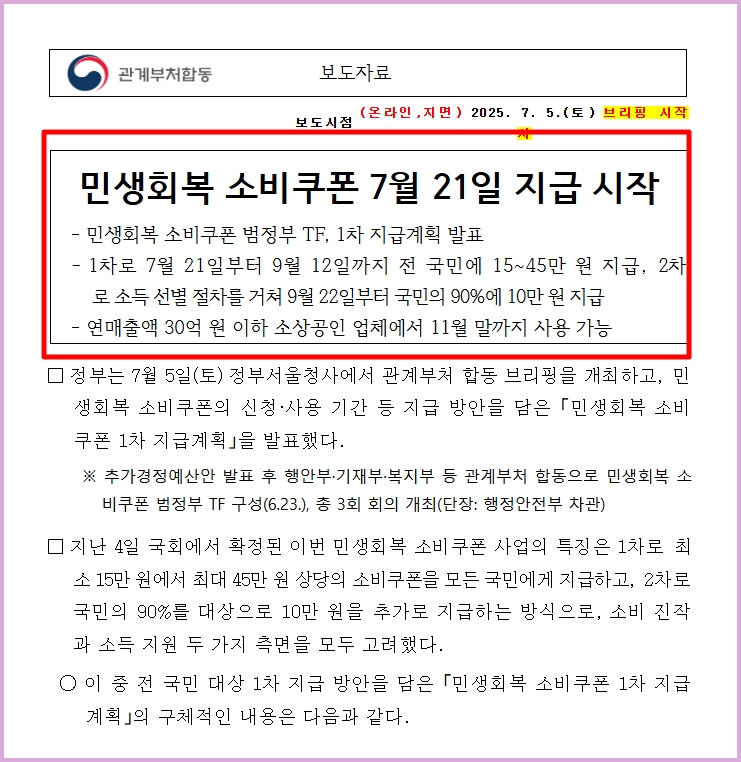 민생회복지원금 지급일